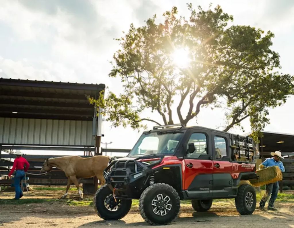 Red 2024 Polaris Ranger XD 1500 Side-by-Side front 3/4 view