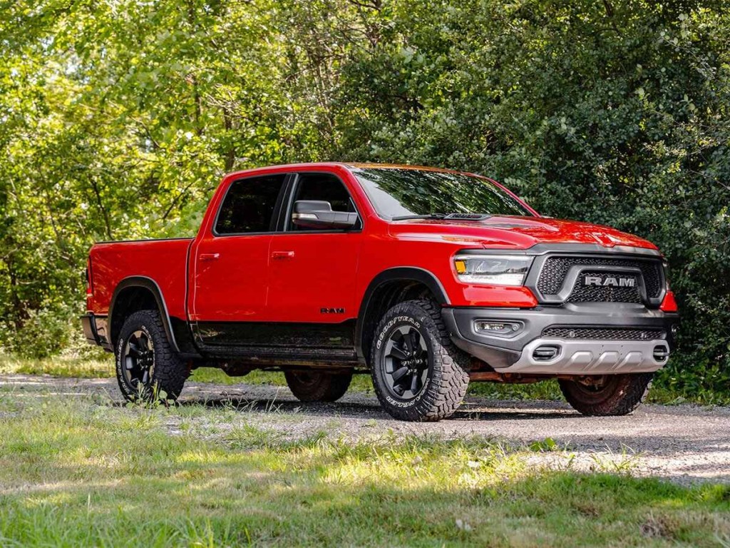 Red and black 2020 Ram 1500 pickup truck