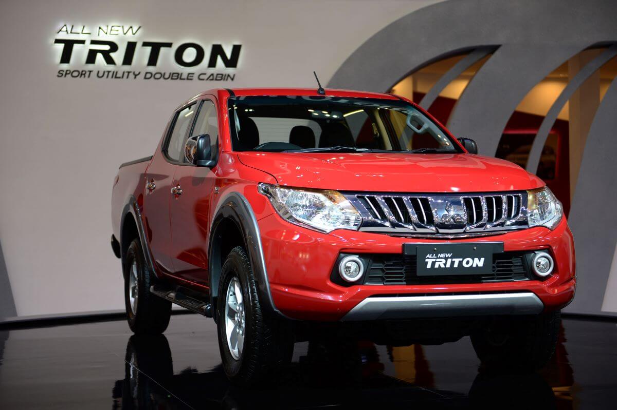 The new Mitsubishi Triton sport utility pickup truck model at the Gaikindo Indonesia International Auto Show