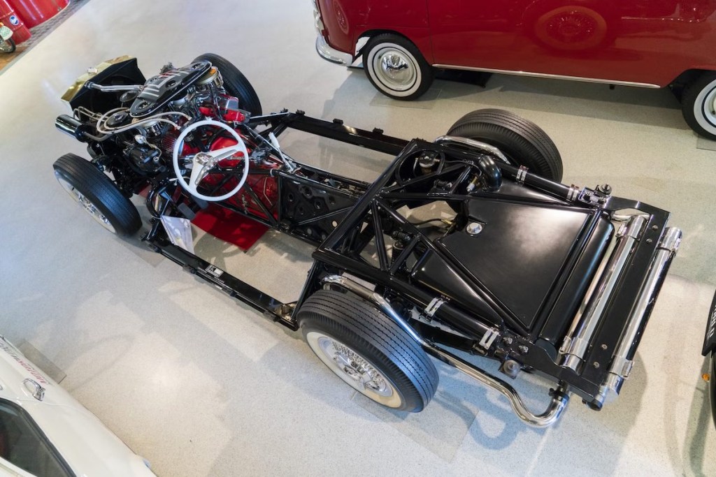 The tubular frame of the Gaylord Gladiator super car prototype.