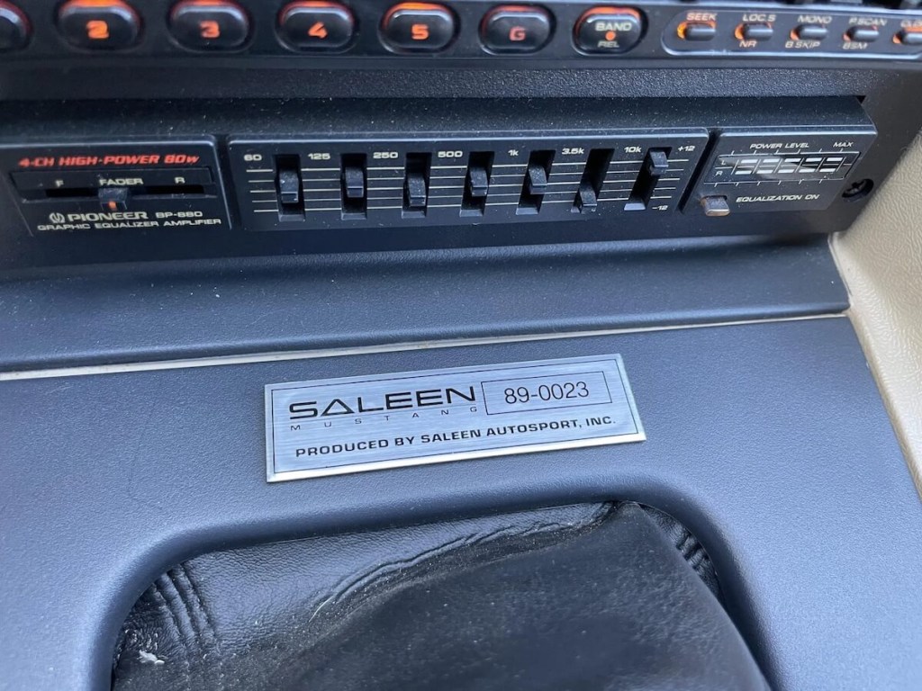 The plaque in the 1989 Ford Mustang Saleen