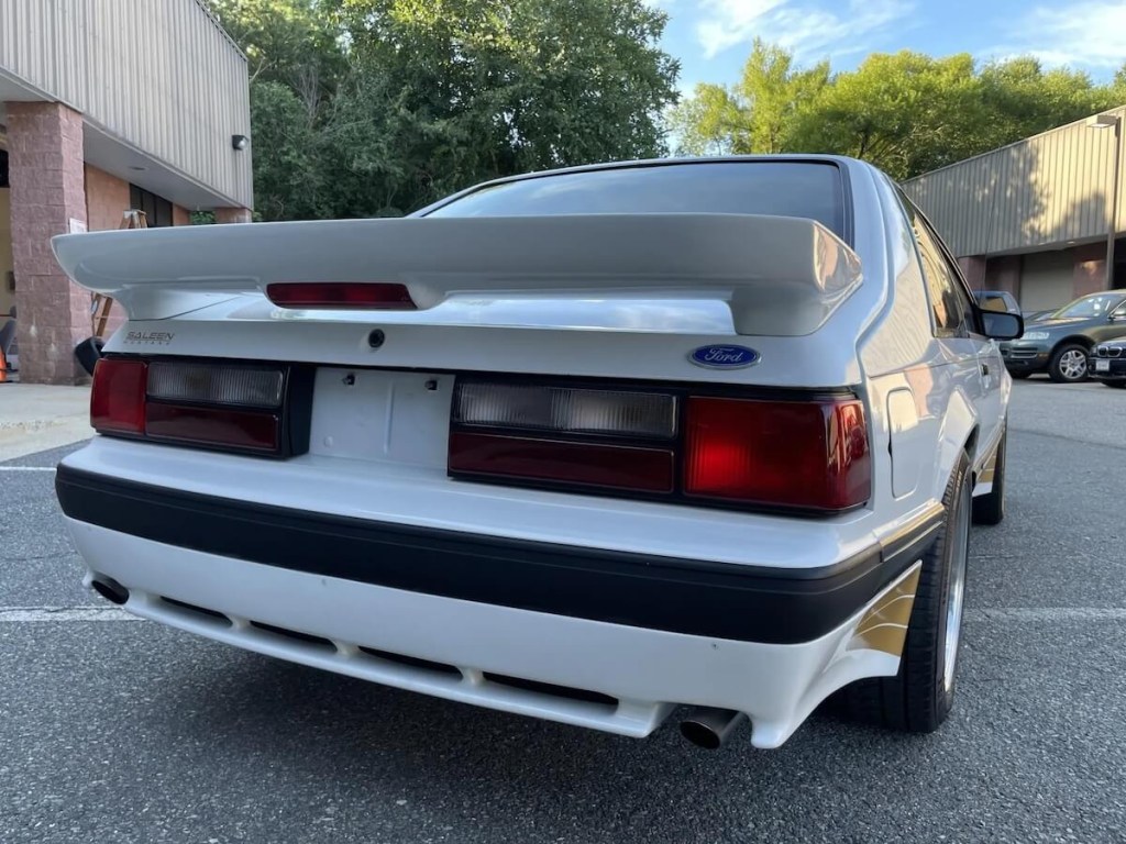 A rear view of the 1989 Ford Mustang Saleen