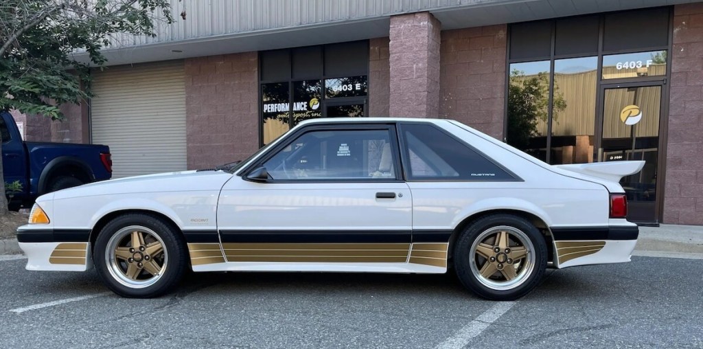 A side view of the 1989 Ford Mustang Saleen
