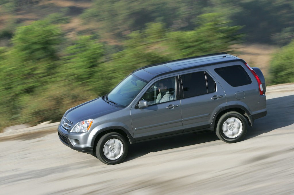 A top view of a 2005 Honda CR-V driving