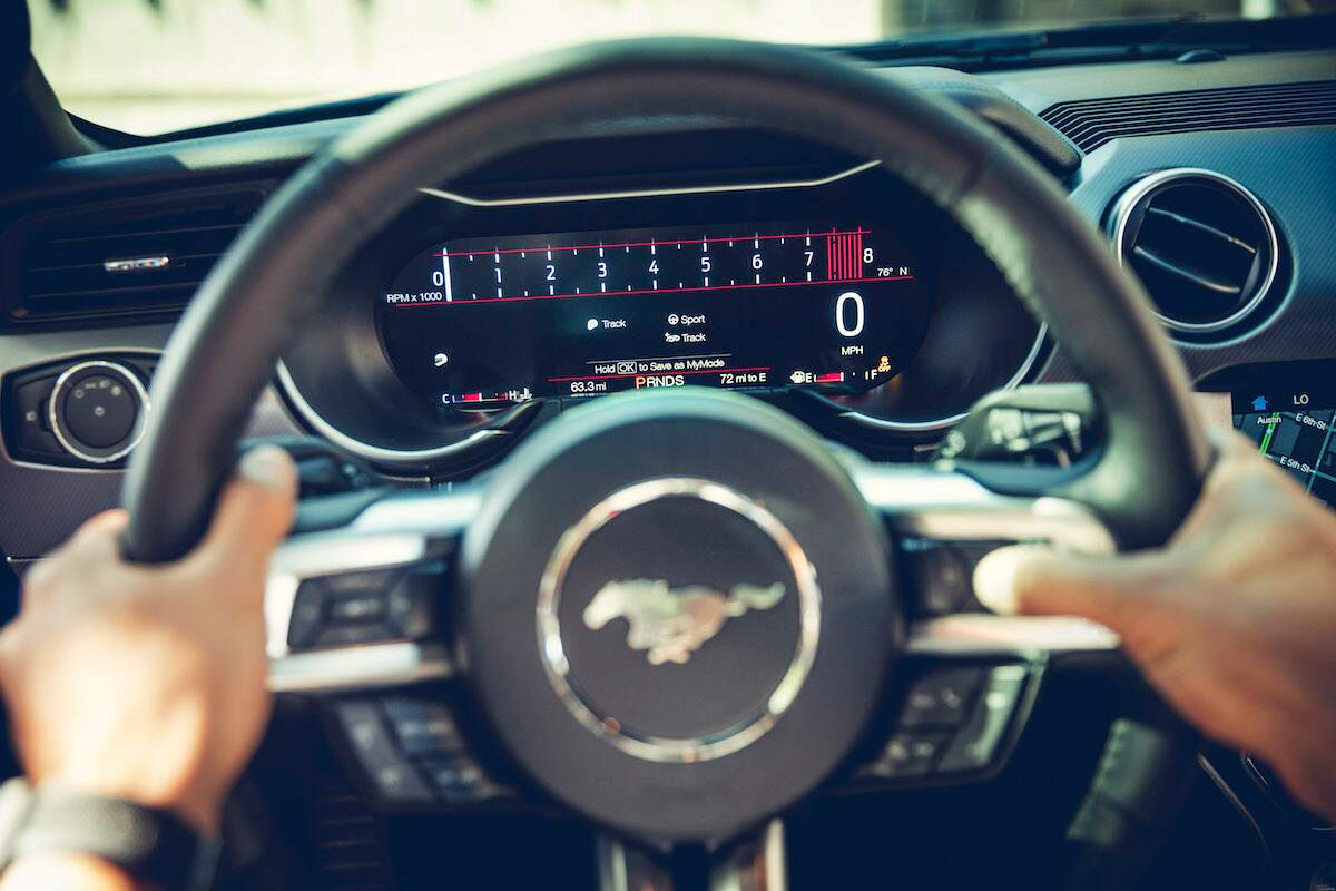 2018 Ford Mustang Track Mode view on 12-inch digital cluster