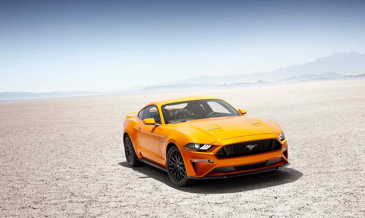Ford Mustang vs. Chevy Camaro: 2018 Ford Mustang V8 GT With Performace Pack in Orange Fury