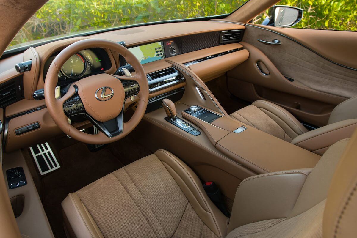 A tan interior in the 2021 Lexus LC 500