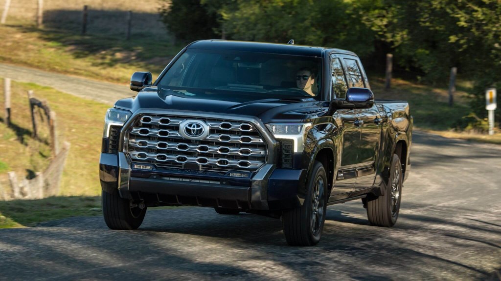 The 2023 Toyota Tundra driving down the road