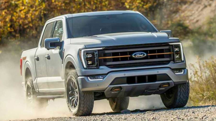 The 2023 Ford F-150 kicking up dirt