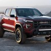 The 2023 GMC Canyon parked on rocky terrain