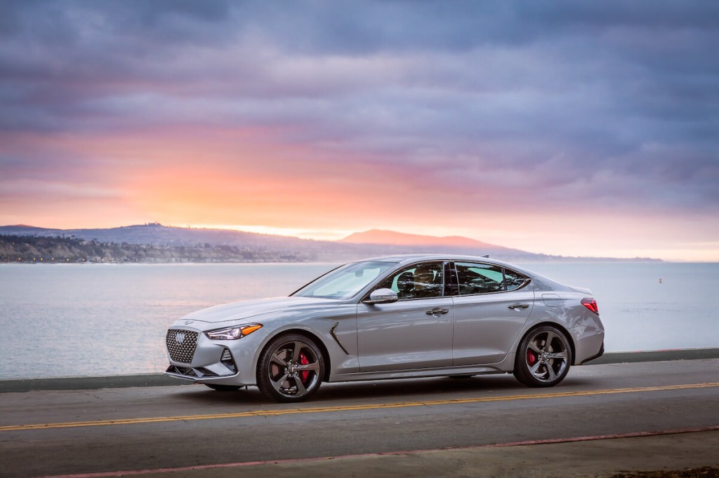 The 2023 Genesis G70 in the sunset