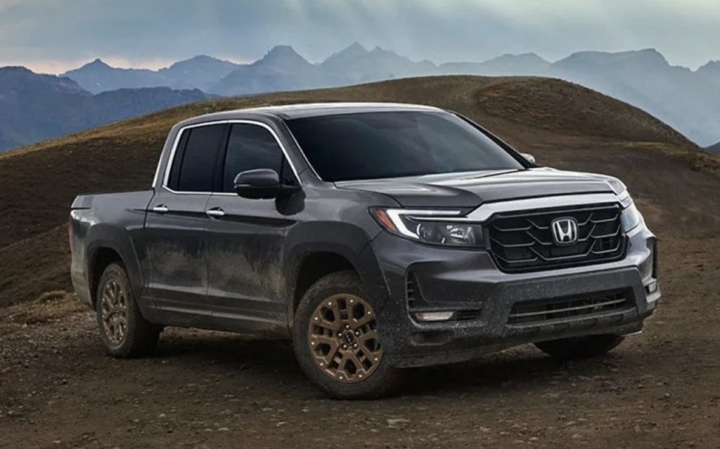 The 2023 Honda Ridgeline off-roading in the mountains