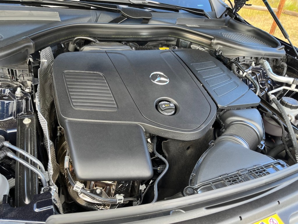 The turbocharged 2.0-liter engine in the 2023 Mercedes-Benz GLC 300