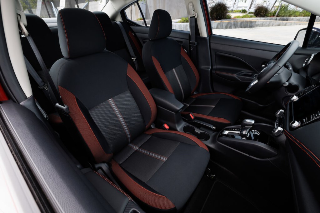The front seats in the 2023 Nissan Versa