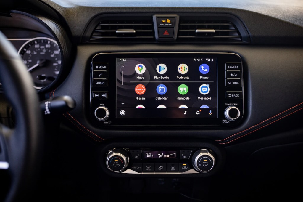 The 8-inch infotainment system in the 2023 Nissan Versa