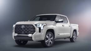 The 2023 Toyota Tundra with a colorful background