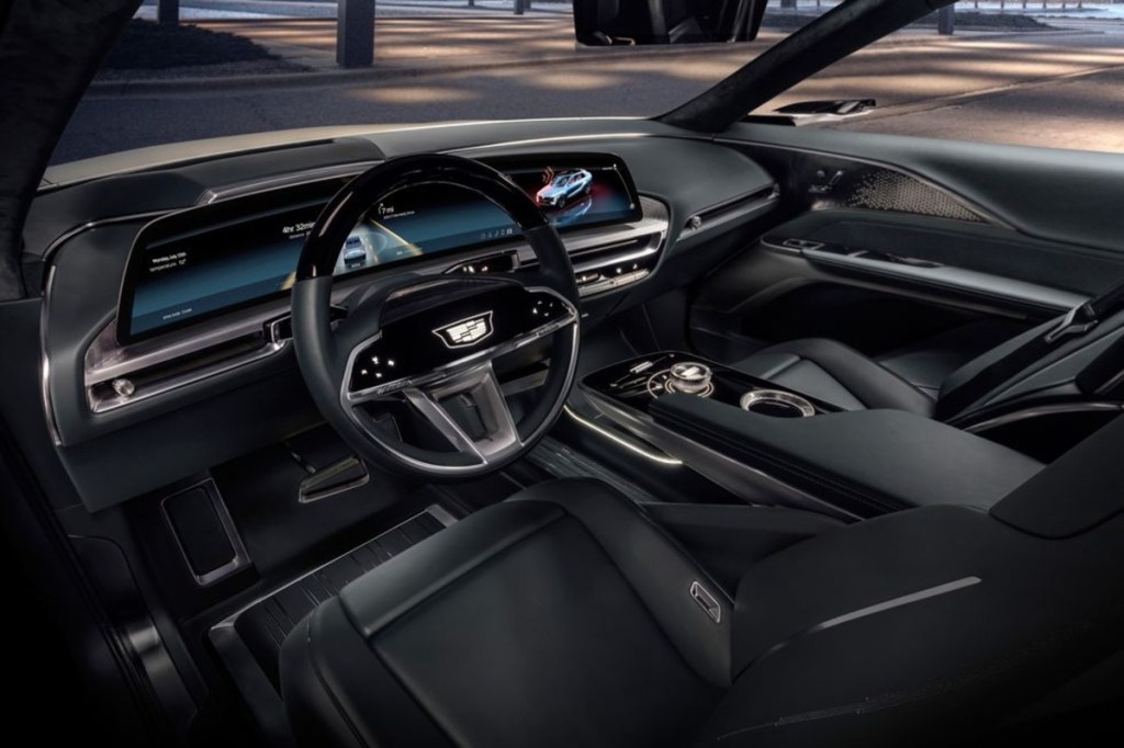 2024 Cadillac Lyriq EV SUV interior looking from driver's side