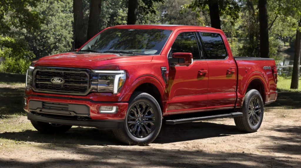 The 2024 Ford F-150 off-roading in the woods 