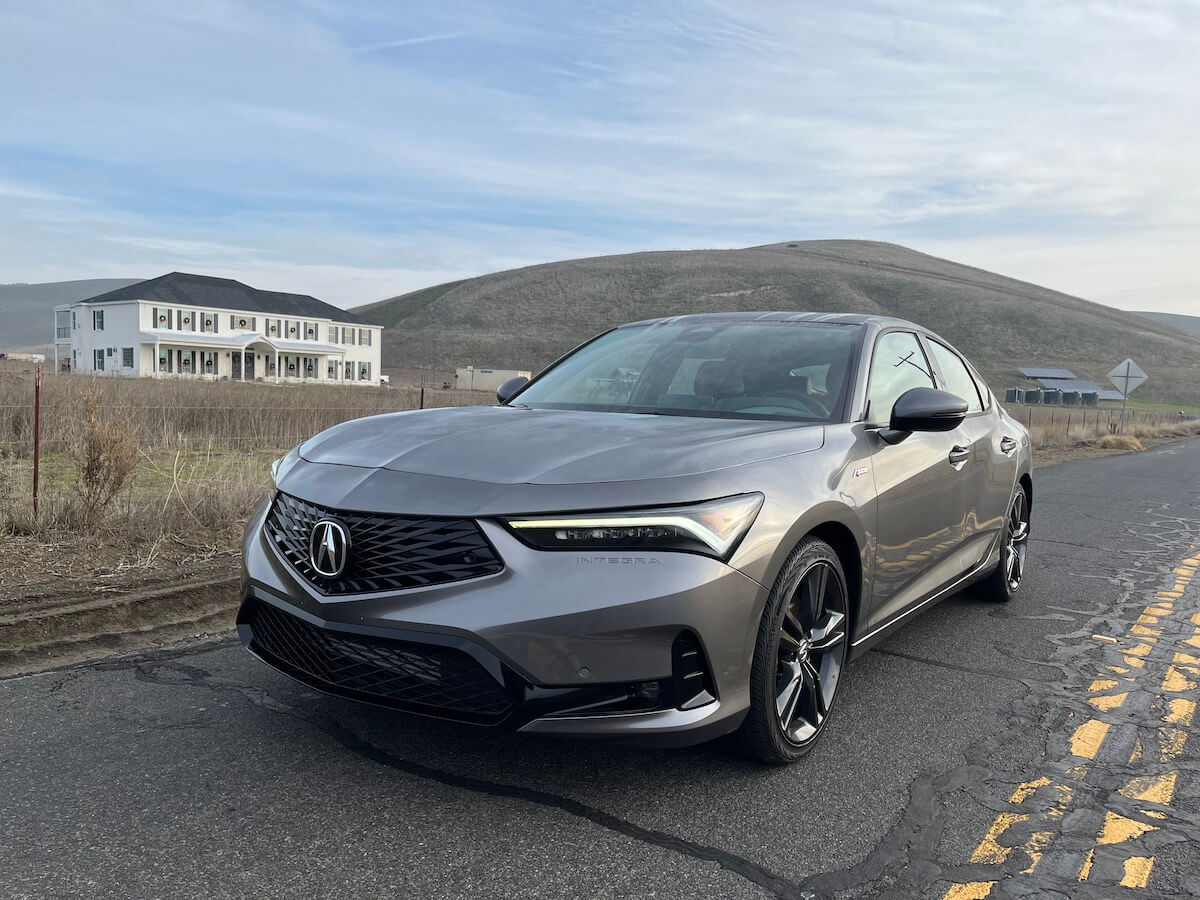 A front corner view of the 2023 Acura Integra A-Spec