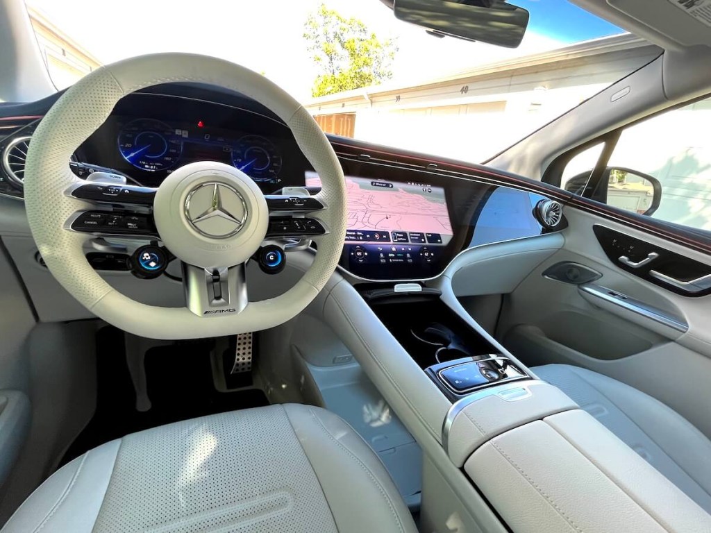 a front interior view of the 2024 Mercedes-AMG EQE
