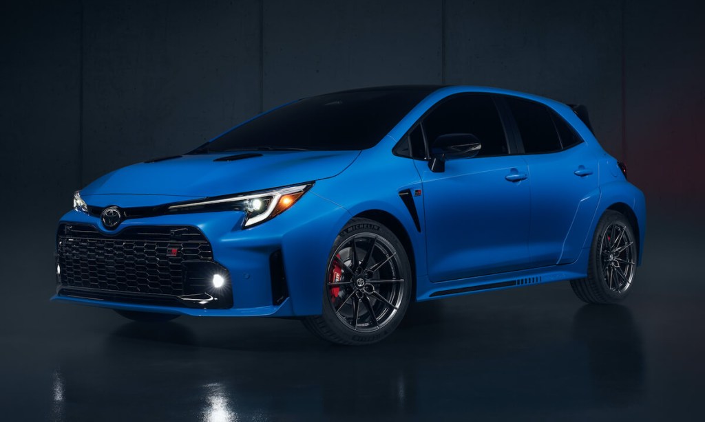 The 2024 Toyota GR Corolla in the new Flame blue color