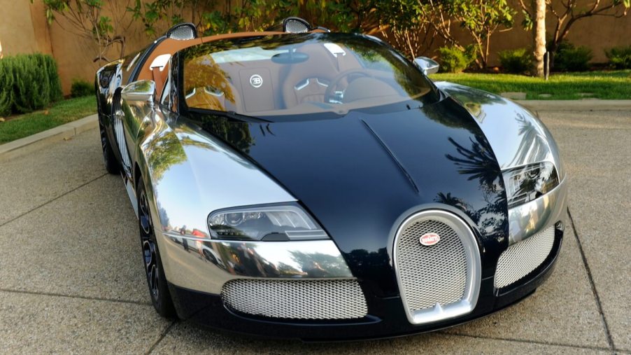 A front corner view of the Bugatti Veyron