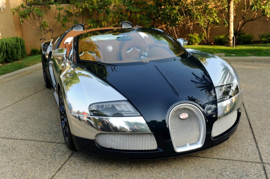 A front corner view of the Bugatti Veyron