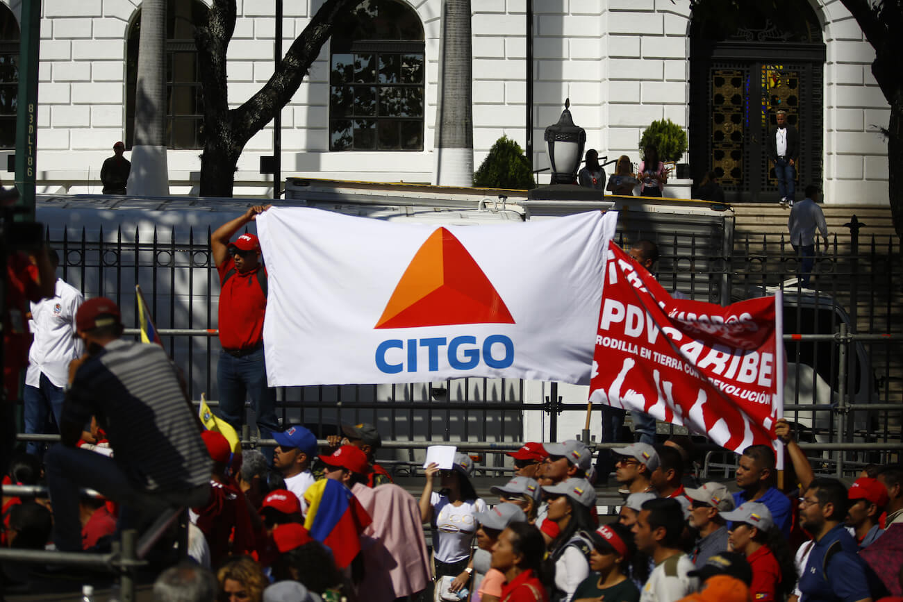 A flag with the Citgo logo on it. The Citgo contamination affected many gas stations in Florida.