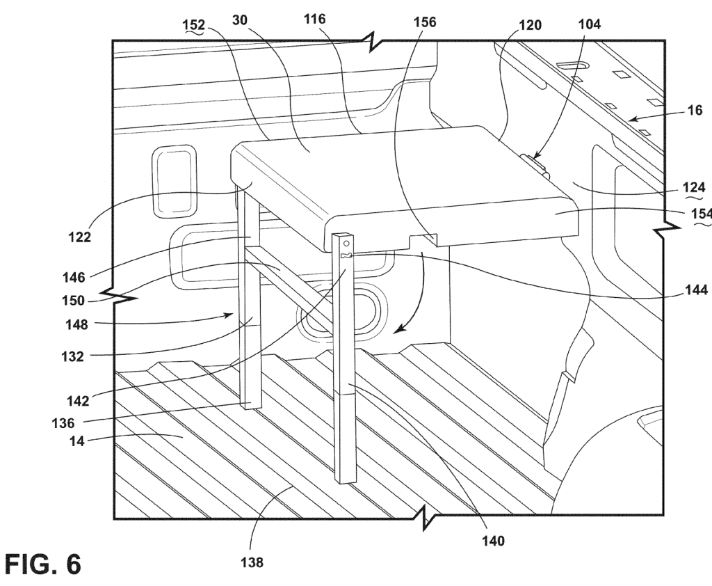 A close up of the folding seat from the patent application