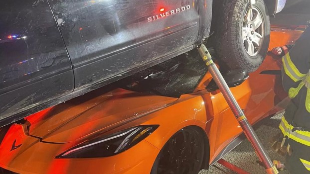 Corvette C8 Gets Monster Trucked With Driver Still Inside By Rogue Chevy Silverado