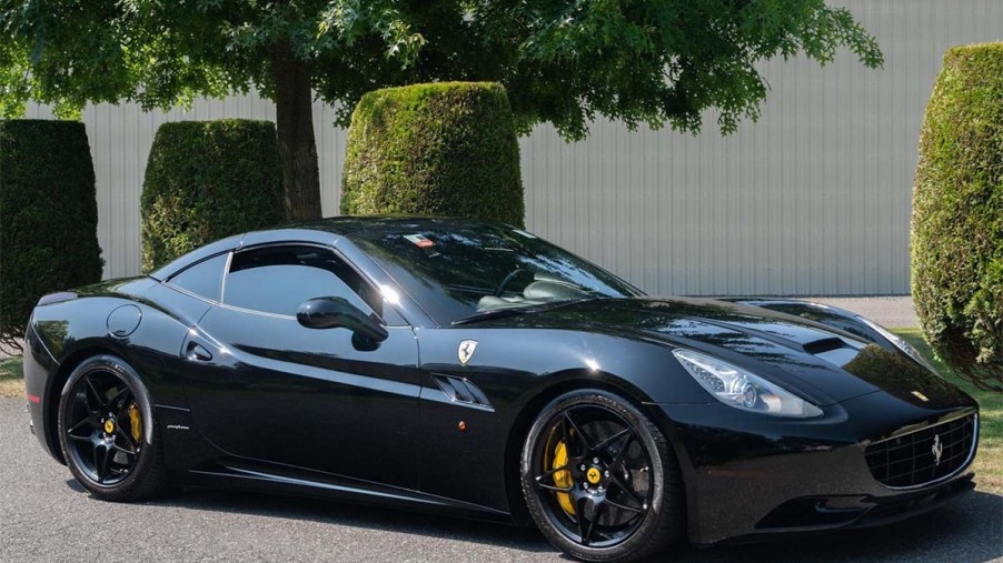 Black Ferrari California covnertible front 3.4 on cars and bids is one of the cheapest ferrari models you can buy