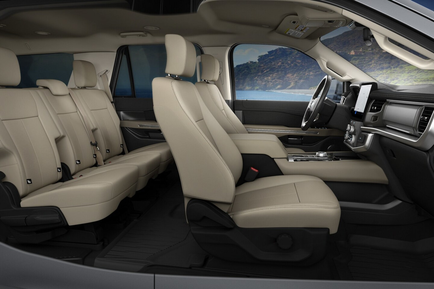 Inside the large Ford Expedition SUV