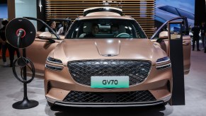 A Genesis GV70 is on display during the 20th Shanghai International Automobile Industry Exhibition. The GV70 and X3 are comparable.