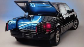 The Lincoln Blackwood futuristic pickup truck concept vehicle developed by Ford