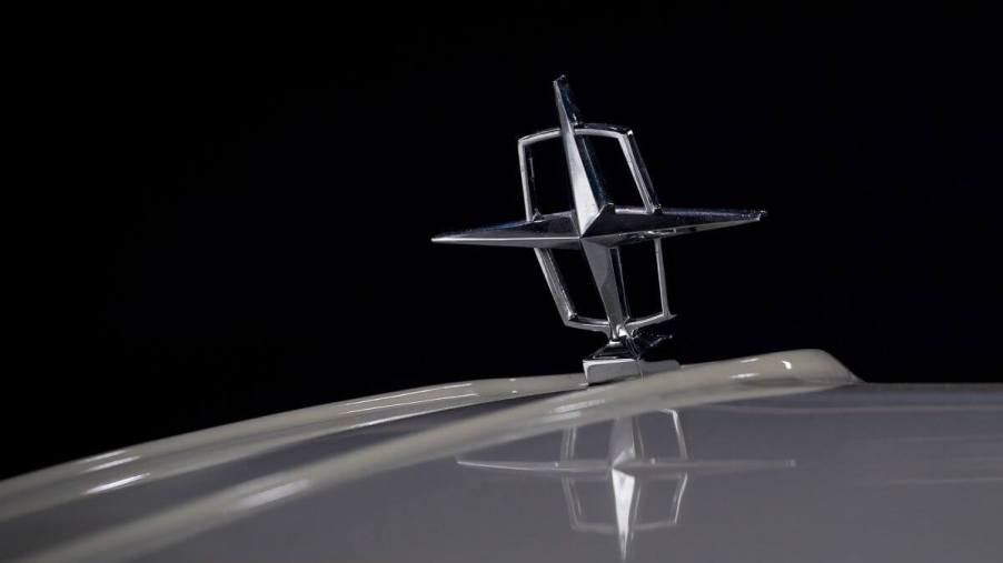 The emblem hood ornament of the Lincoln luxury automaker on a Mark VIII predecessor