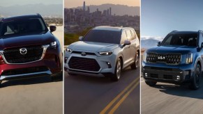 Mazda CX-90. Toyota Grand Highlander, Kia Telluride midsize three-row SUVs.