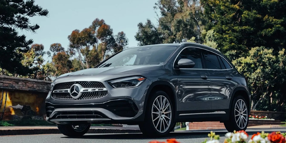 A gray 2023 Mercedes-Benz GLA-Class subcompact luxury SUV is parked.