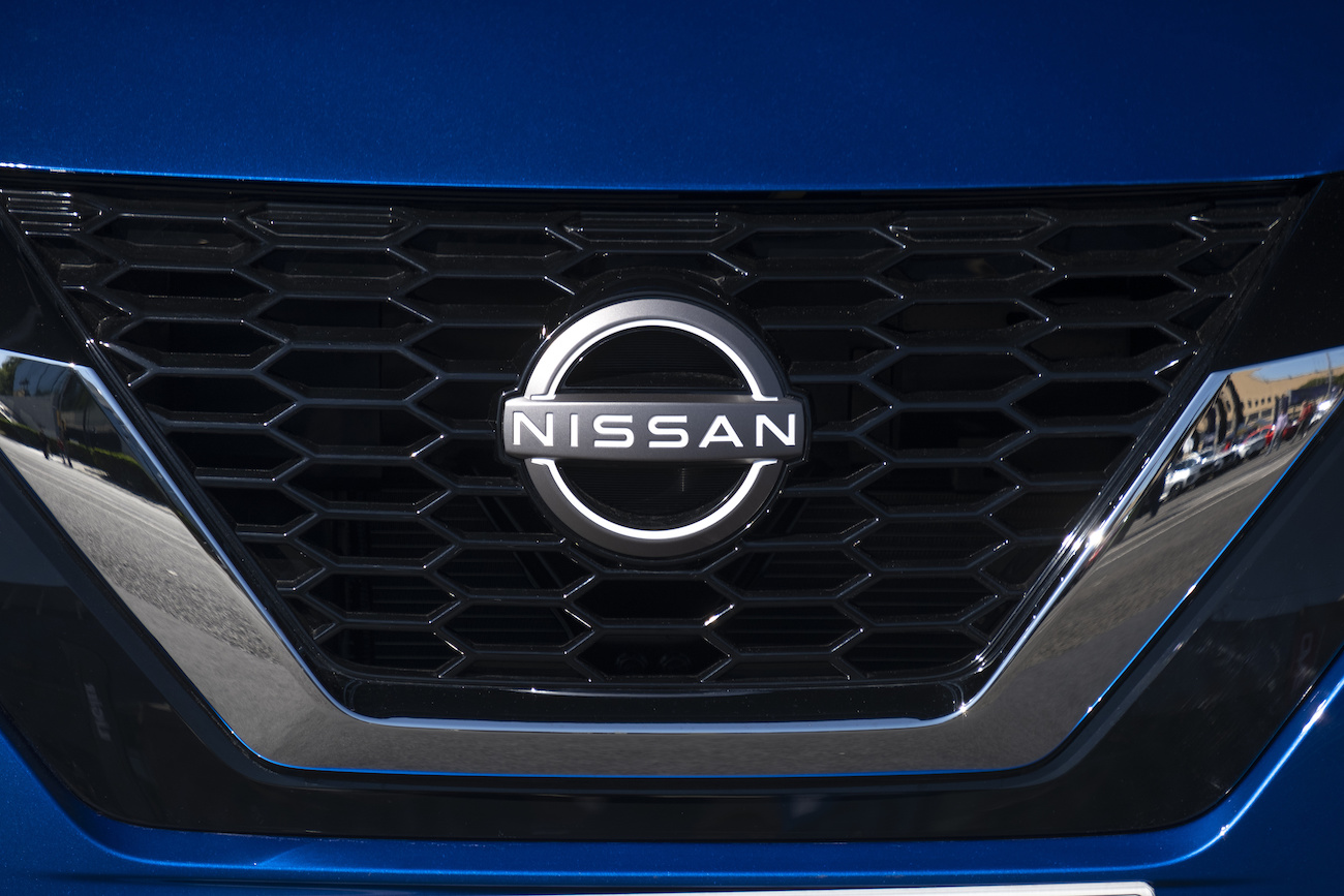 The Nissan badge is seen at the Automobile Barcelona show. Nissan 2023 sales are improving over 2022.