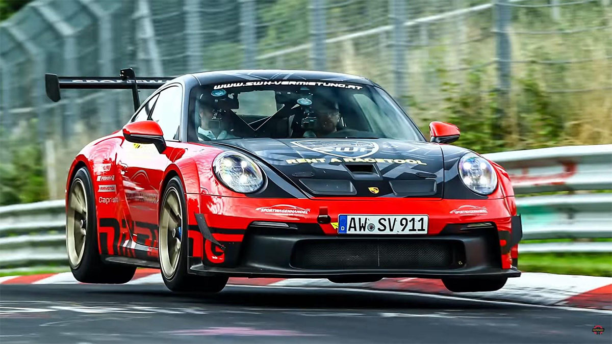 992 Porsche 911 GT3 Cup Car Street Legal Misha Charoudin jumping at Nürburgring