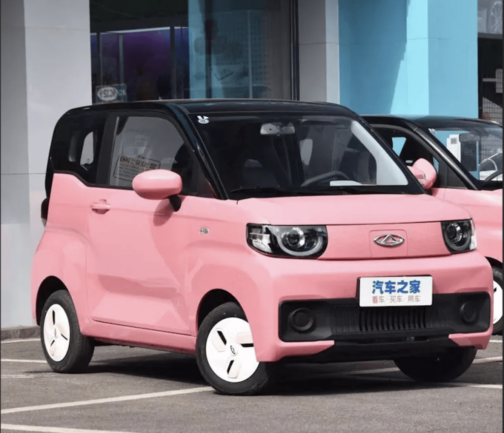 Pink Chery mini SUV