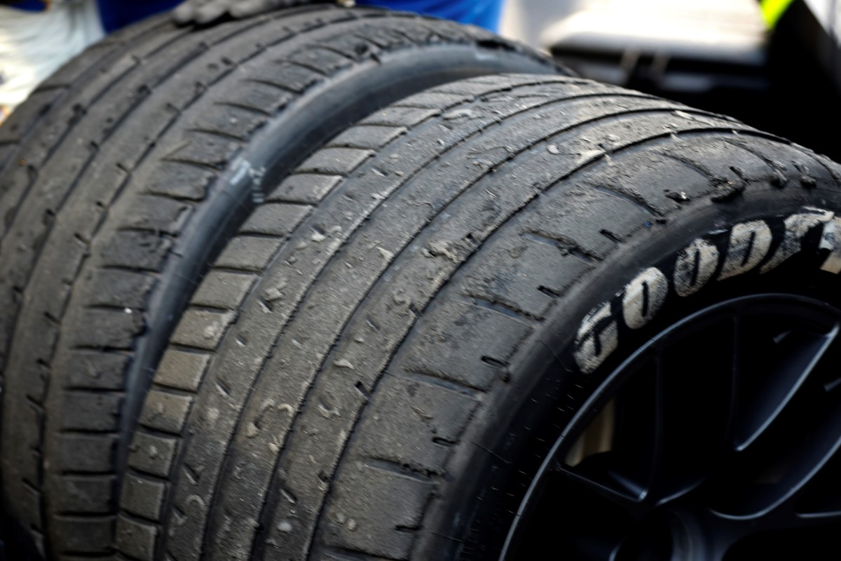Worn racing tires