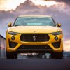 The 2023 Maserati Levante Trofeo SUV front end at sunset