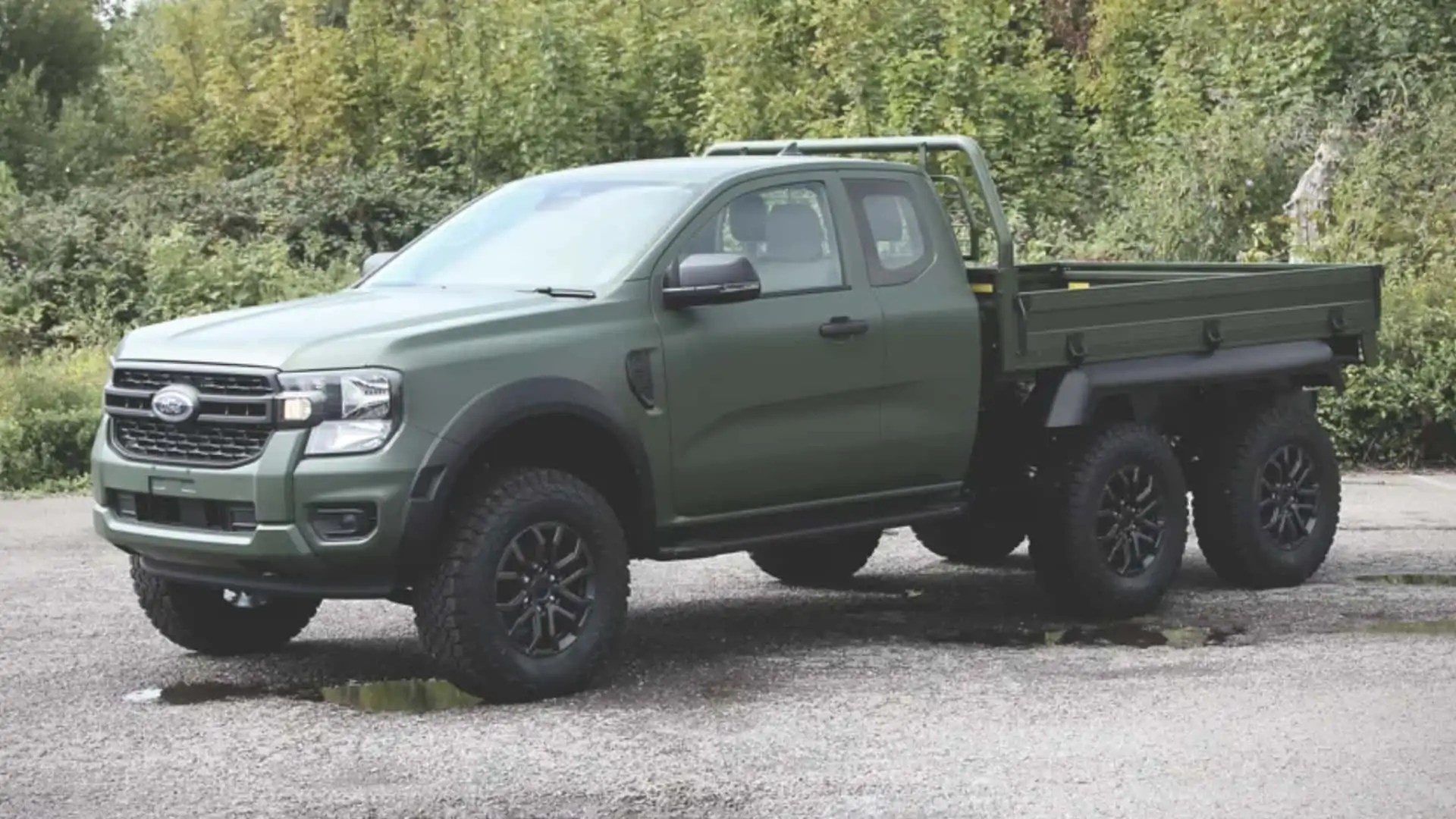 Ford Ranger HEX 6x6 by Ricardo painted in a tough olive green