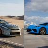 The 2024 model years of the Nissan GT-R T-Spec (L) and Chevrolet Corvette Stingray (R) performance sports cars