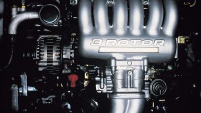 The 20B three-rotor rotary engine with sequential twin turbocharger system from the 1990s Mazda Eunos Cosmo