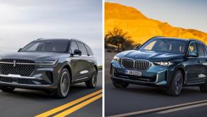The 2024 Lincoln Nautilus Black Label (R) and BMW X5 xDrive50e compact luxury SUV models