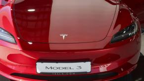 The next-generation Tesla Model 3 all-electric compact luxury sedan at the Munich Motor Show (IAA) in Germany
