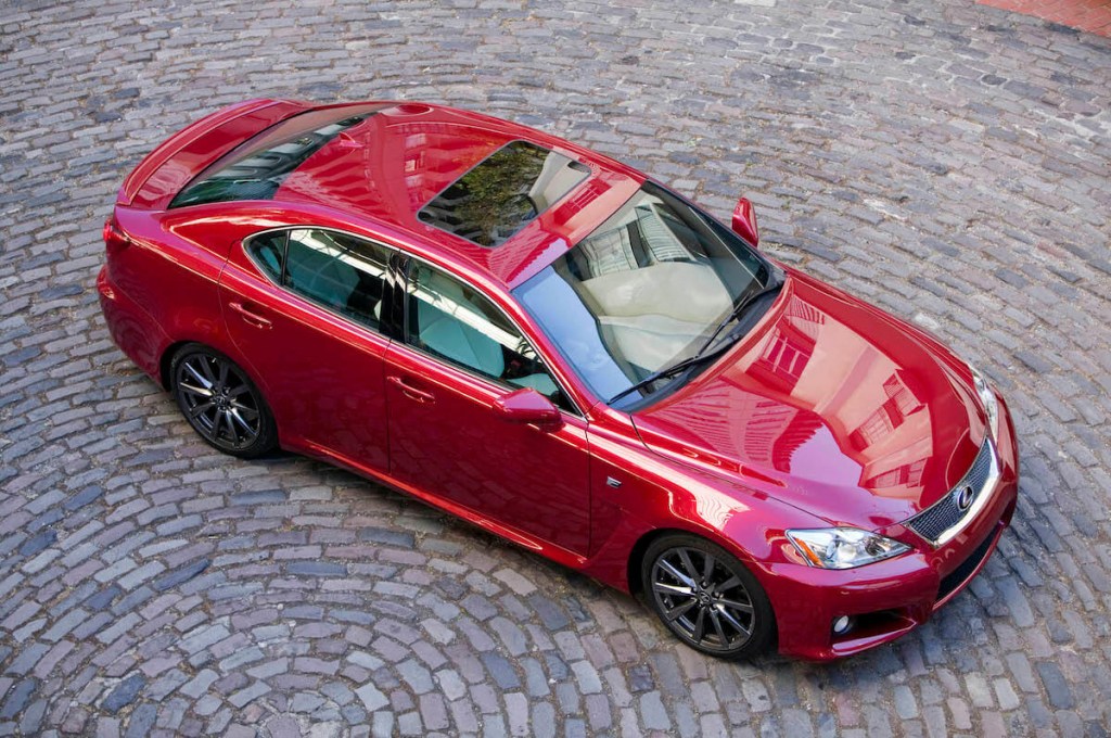 A top view of a red 2009 Lexus IS F