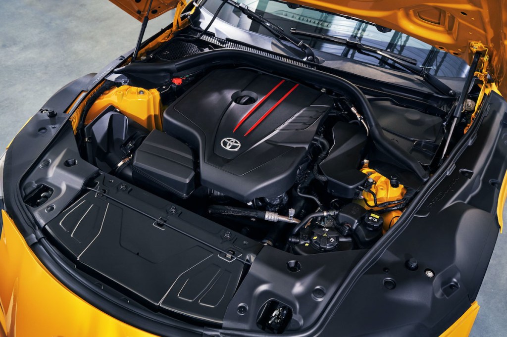 The turbocharged engine in the 2021 Toyota Supra 2.0
