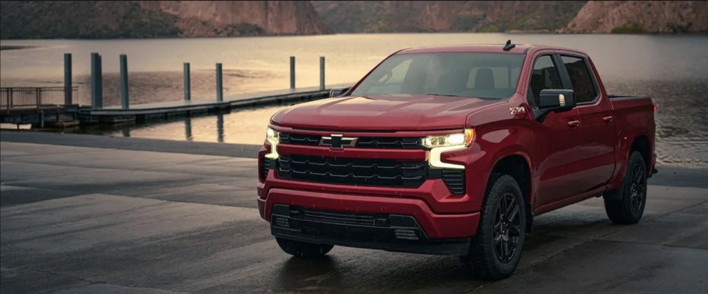 The 2023 Chevy Silverado parked near water 